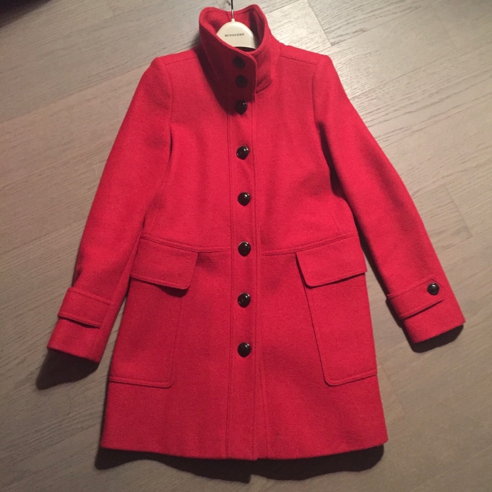 Classic red wool Burberry coat